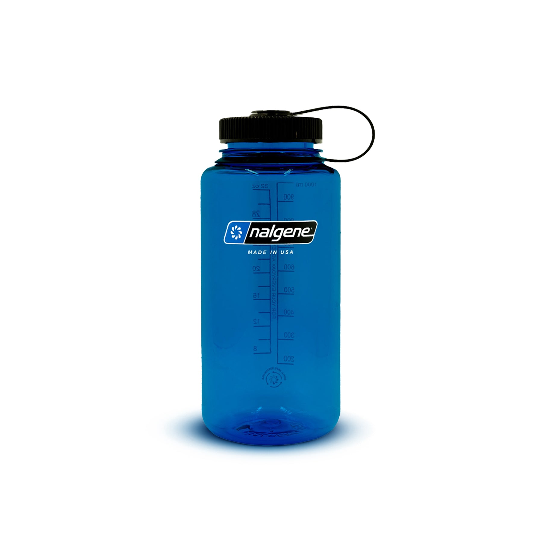 Blue Widemouth 1L Sustain Water bottle Nalgene BPA Free Black Lid Blue Body